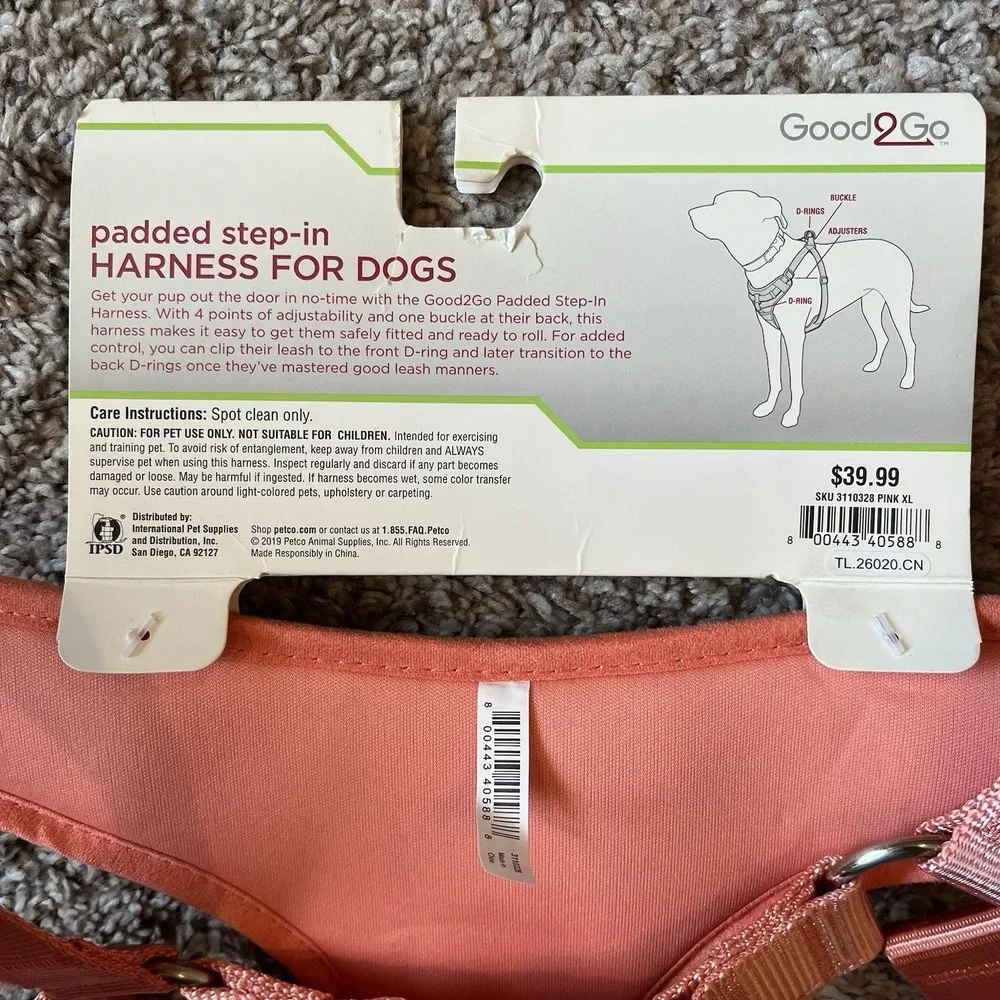 NWT Good2Go Dog X Large Harness Padded Step-In